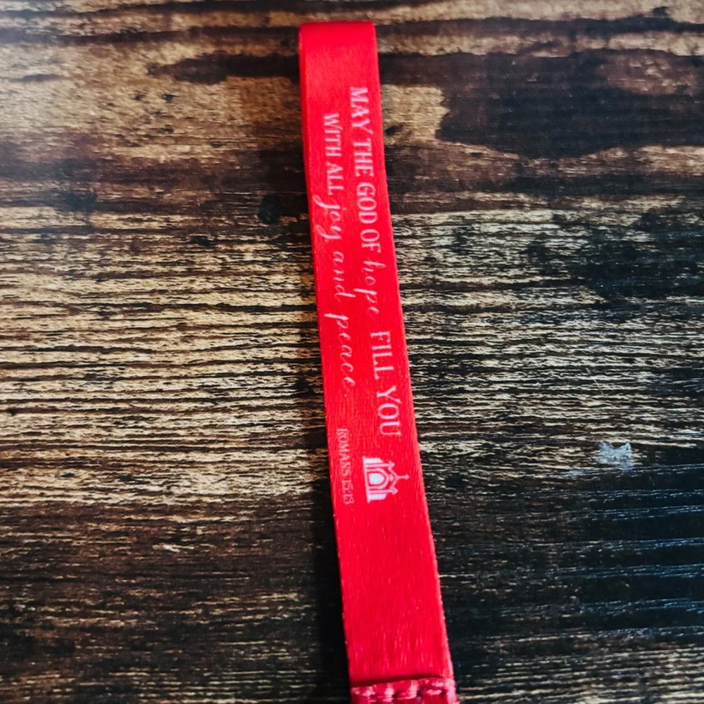 Red Romans 15:13 Scripture Fabric Wristlet Lanyard Keychain Clasp